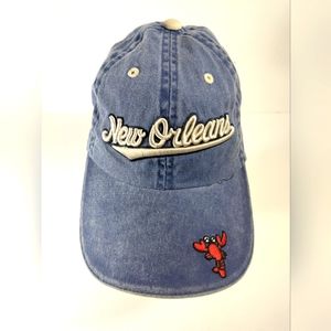 New Orleans Denim Ball Cap W/ Crawfish Logo